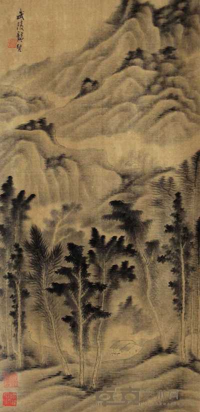 龚贤(款) 山水 立轴 70×35cm